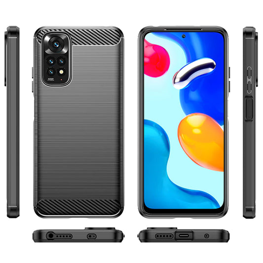 Coque pour Xiaomi Redmi Note 11S / Note 11, Techsuit, Carbone, Noire