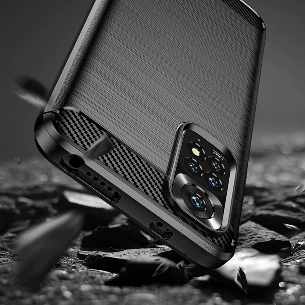 Coque pour Xiaomi Redmi Note 11S / Note 11, Techsuit, Carbone, Noire