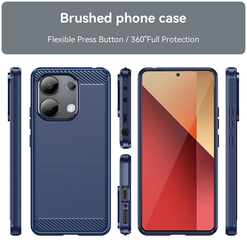 Coque pour Xiaomi Redmi Note 13 4G, Techsuit, Carbone, Bleue