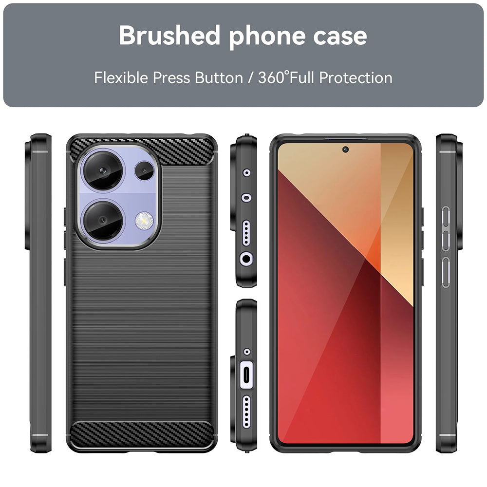 Coque pour Xiaomi Redmi Note 13 Pro 4G / Poco M6 Pro 4G, Techsuit, Carbone, Bleue