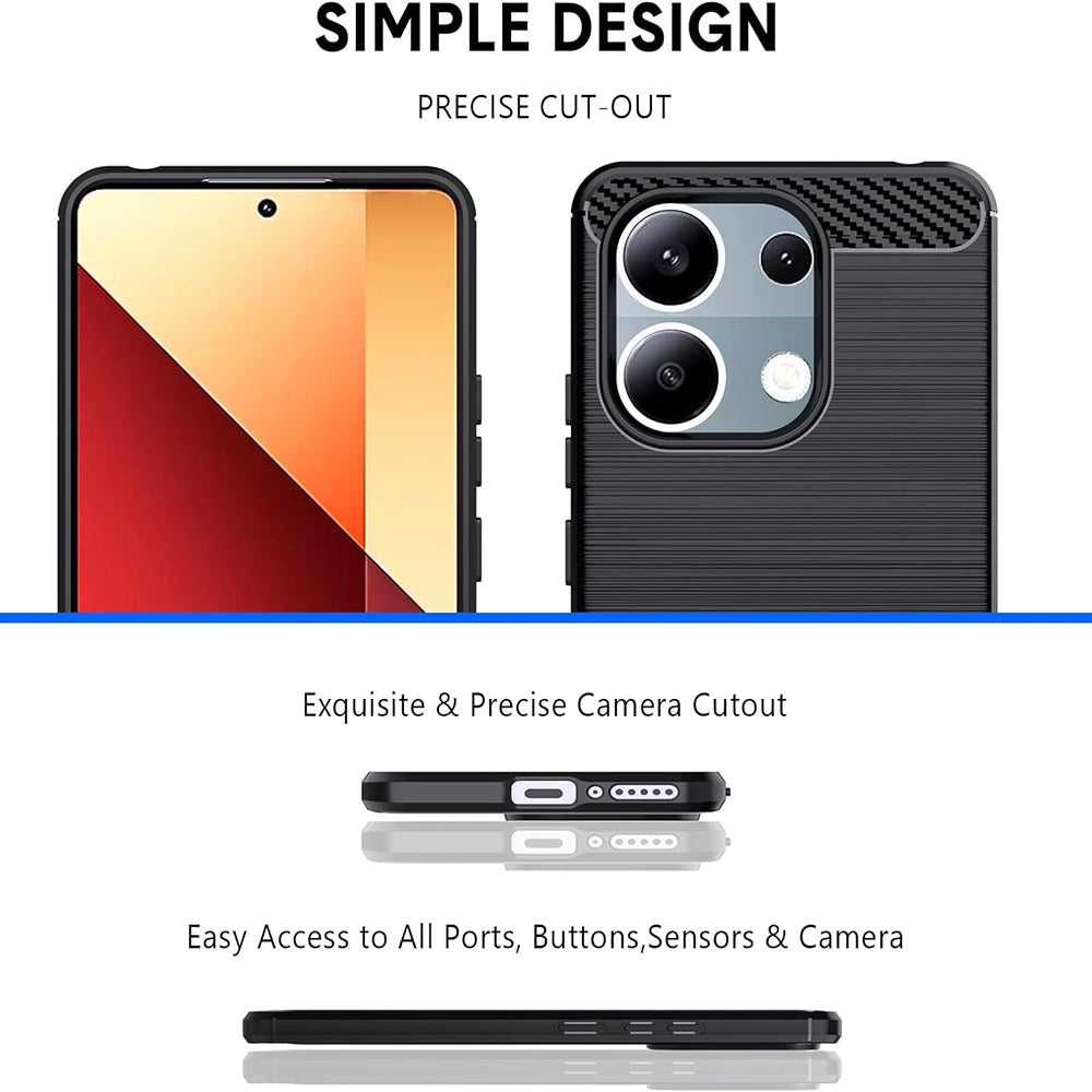 Coque pour Xiaomi Redmi Note 13 Pro 4G / Poco M6 Pro 4G, Techsuit, Carbone, Noire