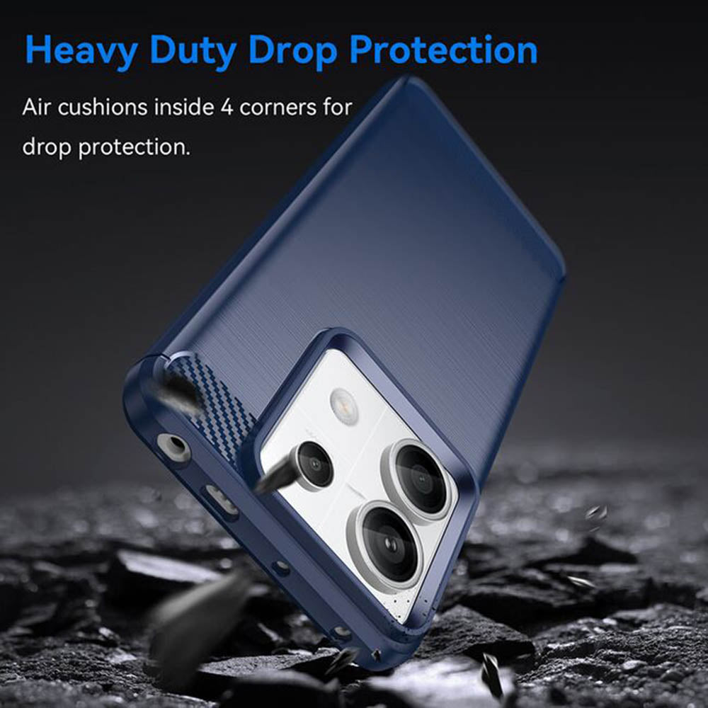 Coque pour Xiaomi Redmi Note 14 4G (Régional), Techsuit, Carbone, Bleue