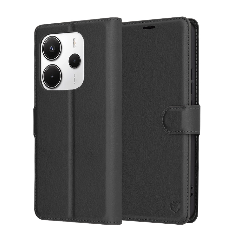Coque pour Xiaomi Redmi Note 14 5G, Techsuit, Leather Folio, Noire