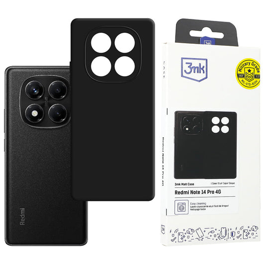Coque pour Xiaomi Redmi Note 14 Pro 4G, 3MK, Noire Mate