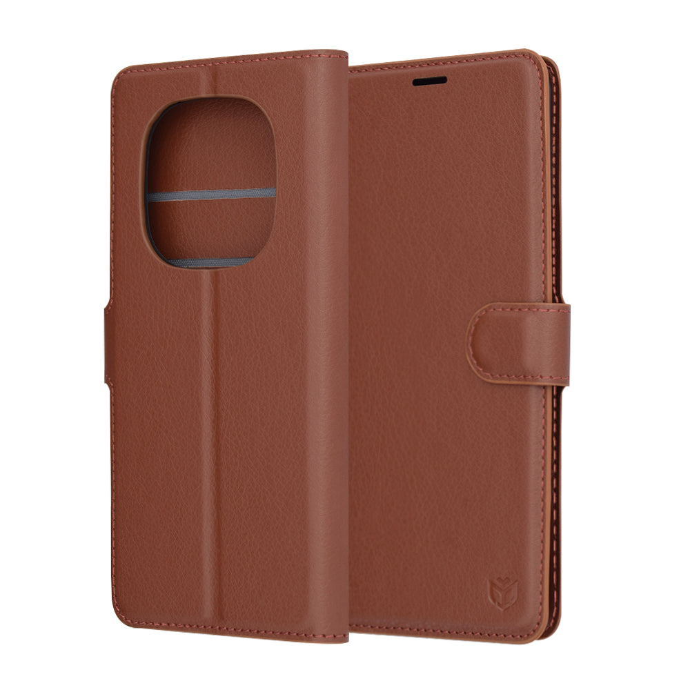 Coque pour Xiaomi Redmi Note 14 Pro 4G, Techsuit, Leather Folio, Marron