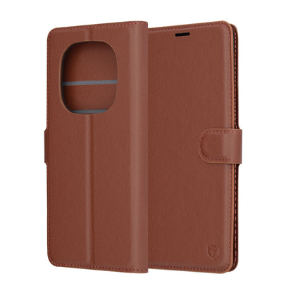 Coque pour Xiaomi Redmi Note 14 Pro 4G, Techsuit, Leather Folio, Marron