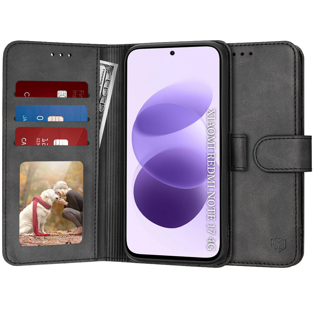 Étui pour Xiaomi Redmi Note 17 4G / Note 17 5G, Techsuit, Diary Book, noir