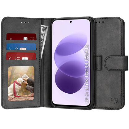 Étui pour Xiaomi Redmi Note 17 4G / Note 17 5G, Techsuit, Diary Book, noir