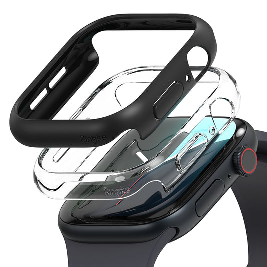 Coque Ringke Slim pour Apple Watch Series 10 / 11 42mm, Lot de 2 pièces, Noir Mat / Transparent