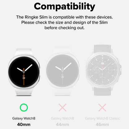 Coque Ringke Slim pour Samsung Galaxy Watch8 40mm, Lot de 2 pièces, Noir Mat