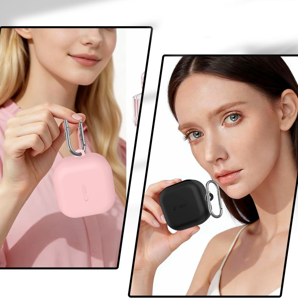 Étui Tech-Protect Silicone Hook pour Samsung Galaxy Buds4 / Buds4 Pro, Noir