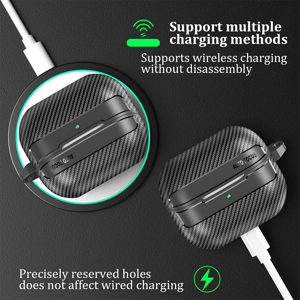 Techsuit CarbonFiber Case for Samsung Galaxy Buds3 FE / Buds3 Pro / Buds3, Black