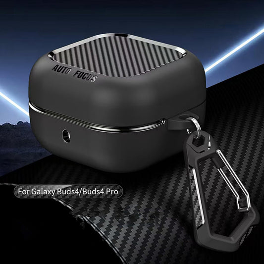 Coque Techsuit CarbonFiber pour Samsung Galaxy Buds4 / Buds4 Pro, Noire