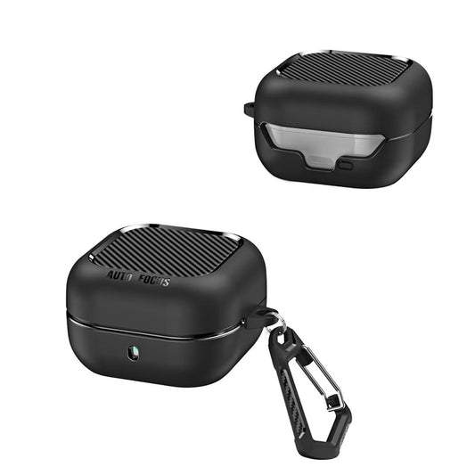 Coque Techsuit CarbonFiber pour Samsung Galaxy Buds4 / Buds4 Pro, Noire