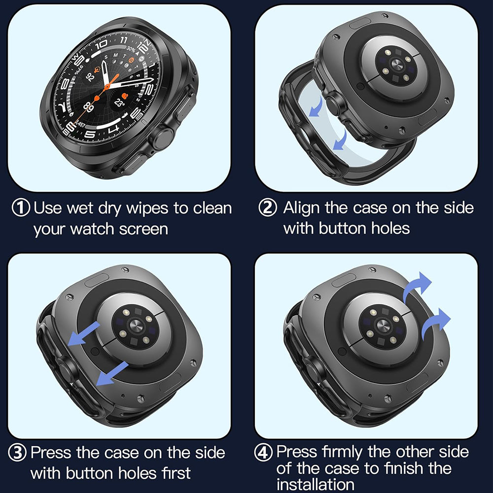 Techsuit Defense360 Pro Case for Samsung Galaxy Watch Ultra, Black