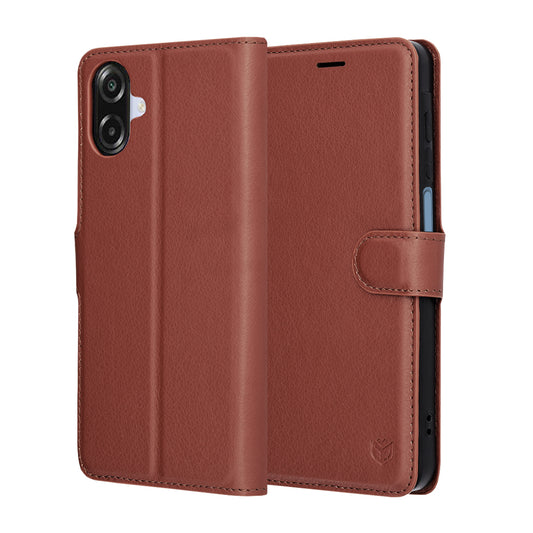 Coque pour Samsung Galaxy A07 4G A075, Techsuit, Leather Folio, Marron