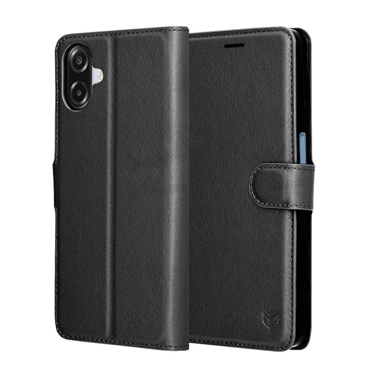Coque pour Samsung Galaxy A07 4G A075, Techsuit, Leather Folio, Noire