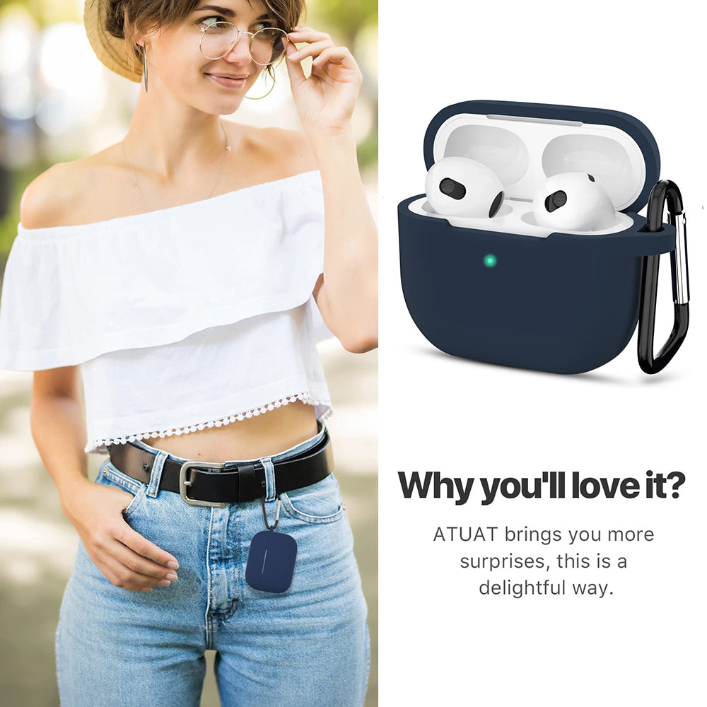 Coque Techsuit Silicone pour Apple AirPods 3, Bleu marine