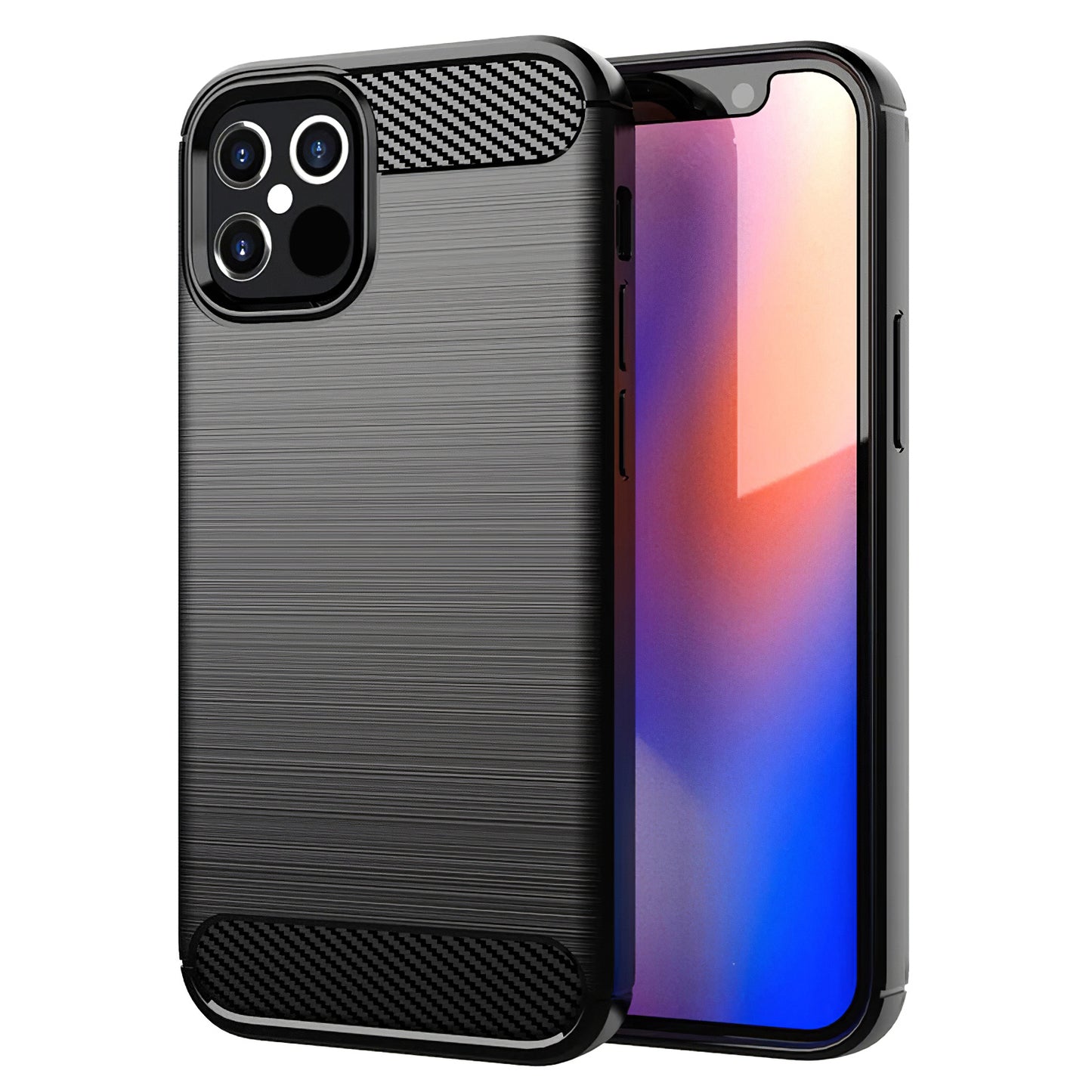 Coque pour Apple iPhone 12 / 12 Pro, OEM, Carbone, Noire