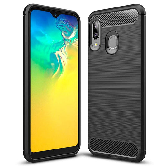 Coque pour Samsung Galaxy A20e A202, Carbone, Noire