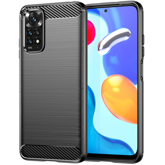 Coque pour Xiaomi Redmi Note 11S / Note 11, Carbone, Noire