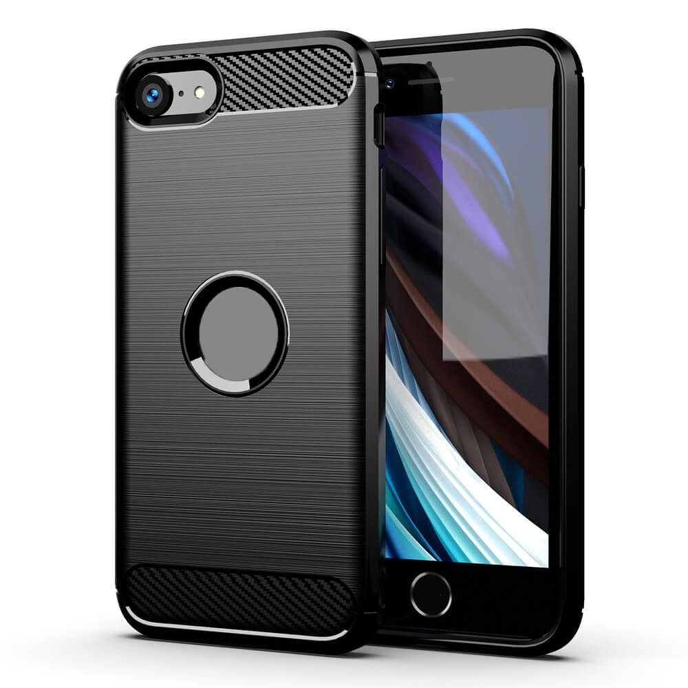 Coque pour Apple iPhone SE (2022) / SE (2020) / 8, Forcell, Carbone, Noire