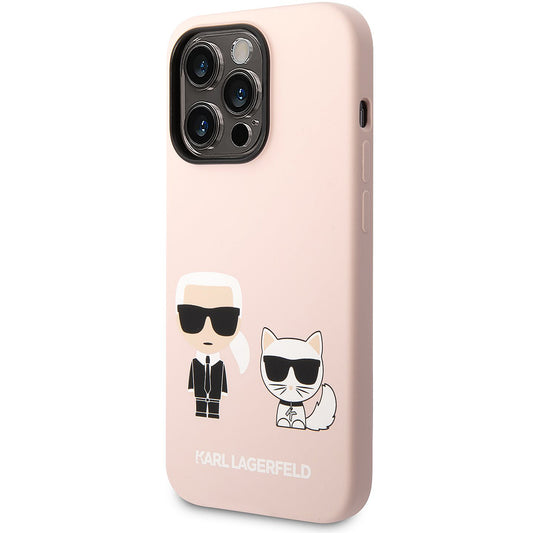 MagSafe Case for Apple iPhone 14 Pro, Karl Lagerfeld, Silicone Body Karl & Choupette, Pink