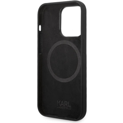 MagSafe Case for Apple iPhone 14 Pro, Karl Lagerfeld, Silicone Karl Head, Black