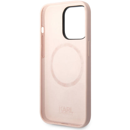 Étui pour Apple iPhone 14 Pro Max, Karl Lagerfeld, Silicone Tête de Karl, Rose