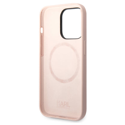 Étui MagSafe pour Apple iPhone 14 Pro, Karl Lagerfeld, Silicone Karl Head, Rose