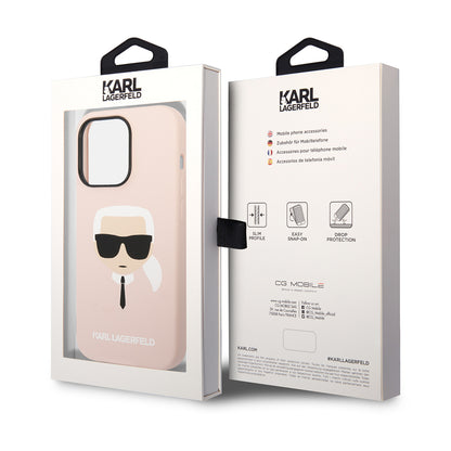 Étui MagSafe pour Apple iPhone 14 Pro, Karl Lagerfeld, Silicone Karl Head, Rose