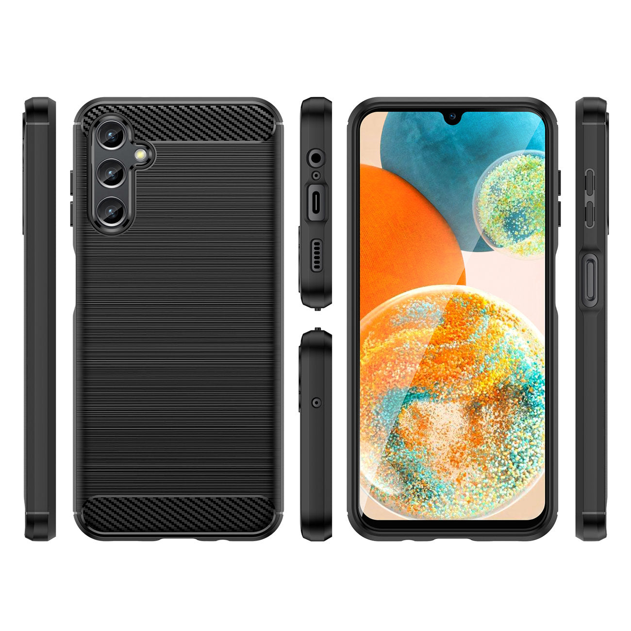 Coque pour Samsung Galaxy A14 A145 / A14 5G A146, OEM, Carbone, Noire