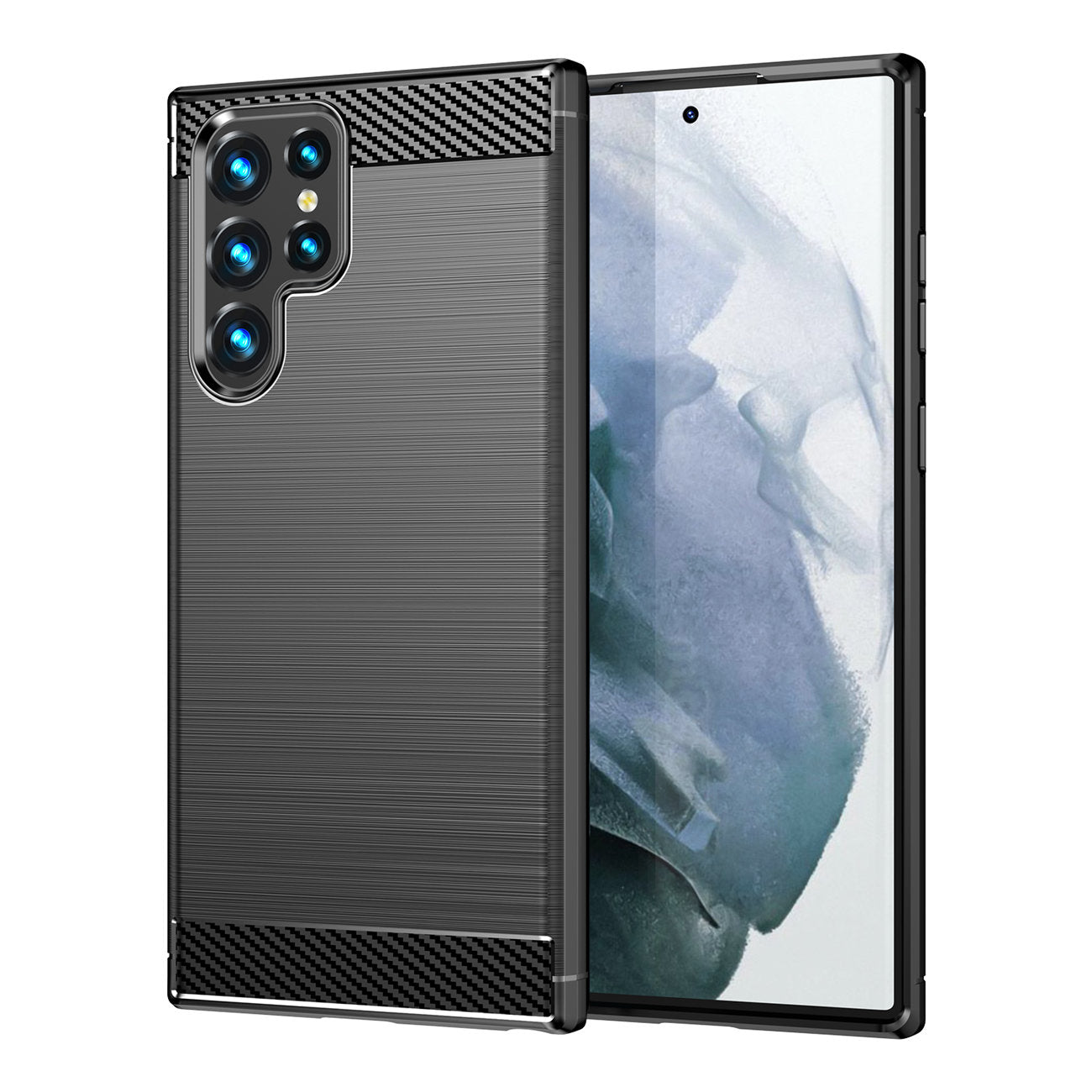 Coque pour Samsung Galaxy S22 Ultra 5G S908, OEM, Carbone, Noire