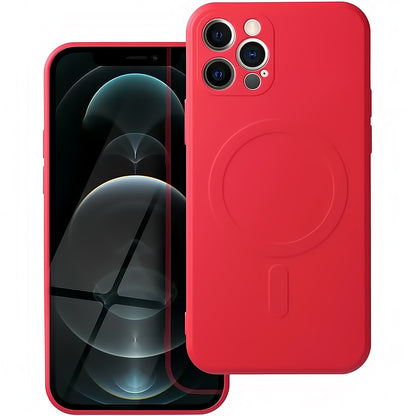 Coque MagSafe pour Apple iPhone 12 Pro, OEM, Silicone, Rouge