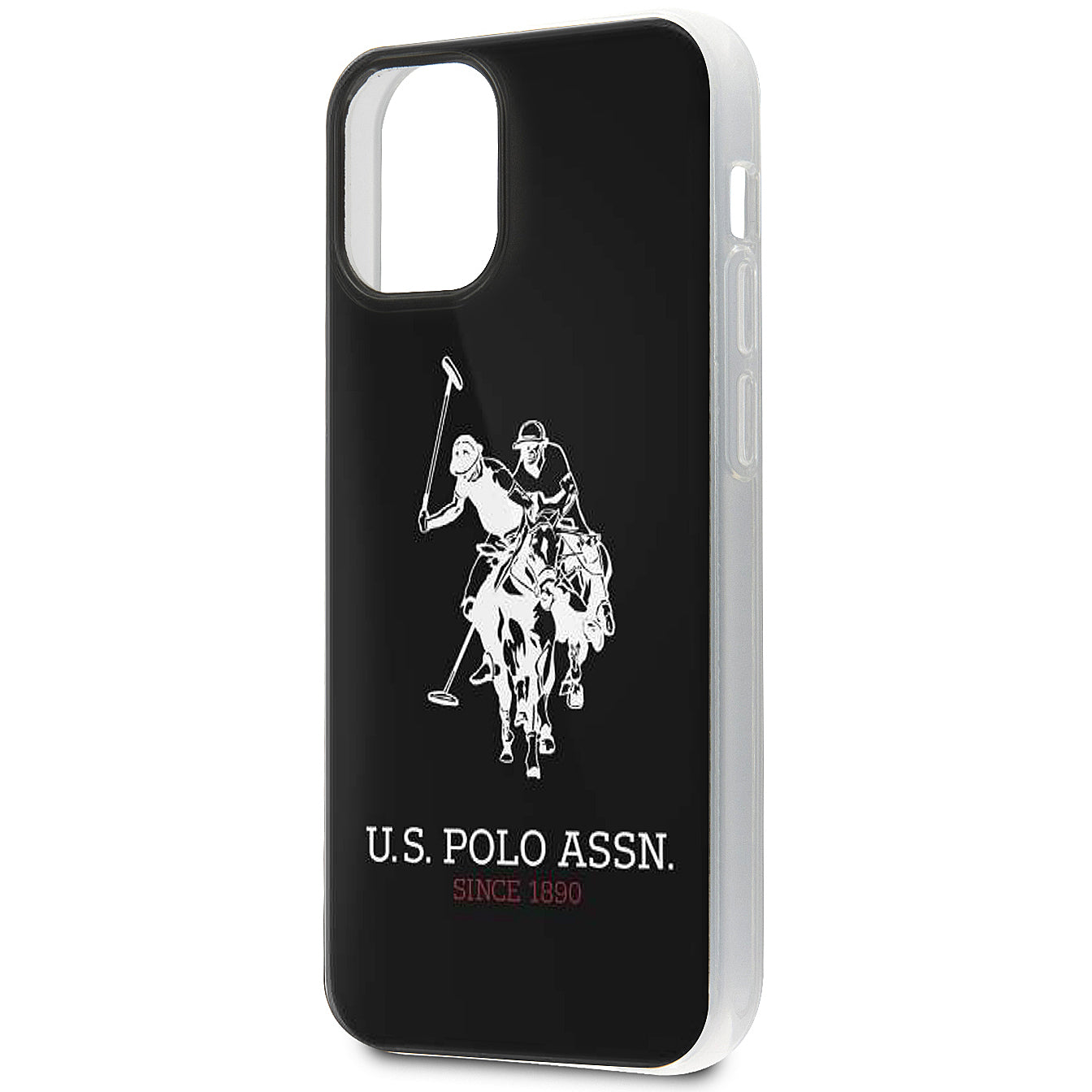 Coque pour Apple iPhone 12 mini, U.S. Polo, Shiny Big Logo, Noir USHCP12STPUHRBK