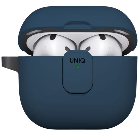 Housse UNIQ Clyde pour Apple AirPods 4, Bleu Noir