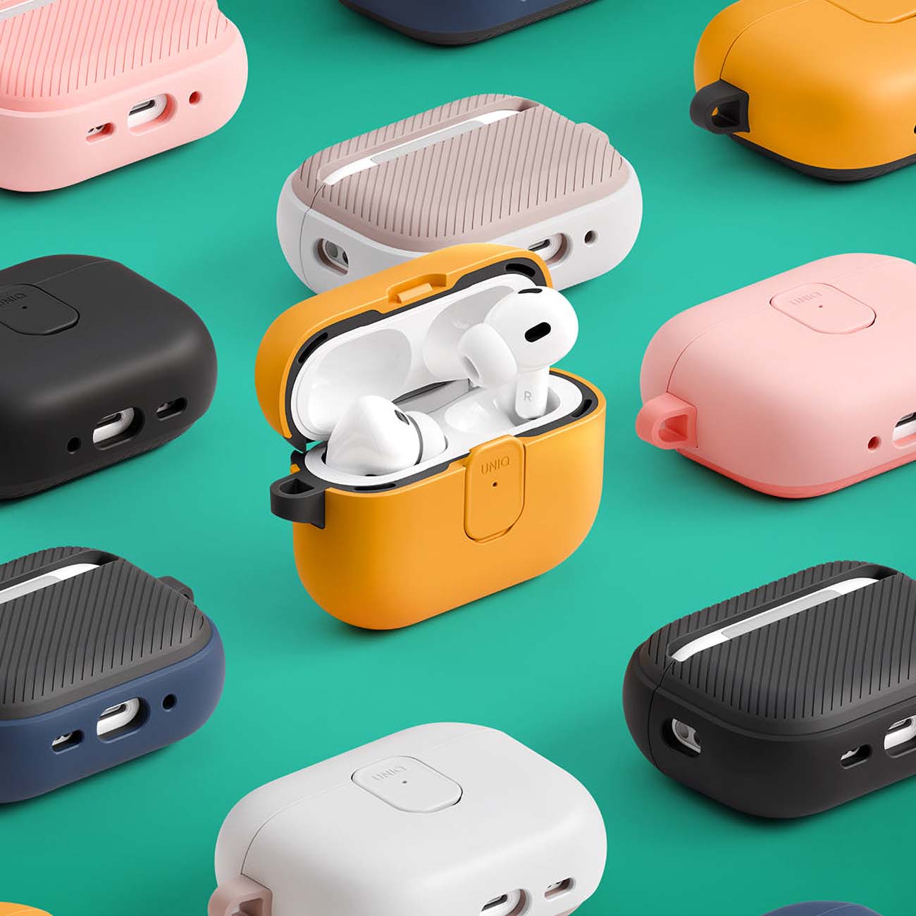 Étui UNIQ Clyde pour Apple AirPods 4, Gris Beige