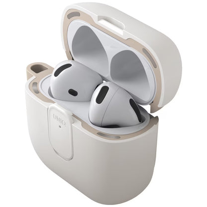 Étui UNIQ Clyde pour Apple AirPods 4, Gris Beige