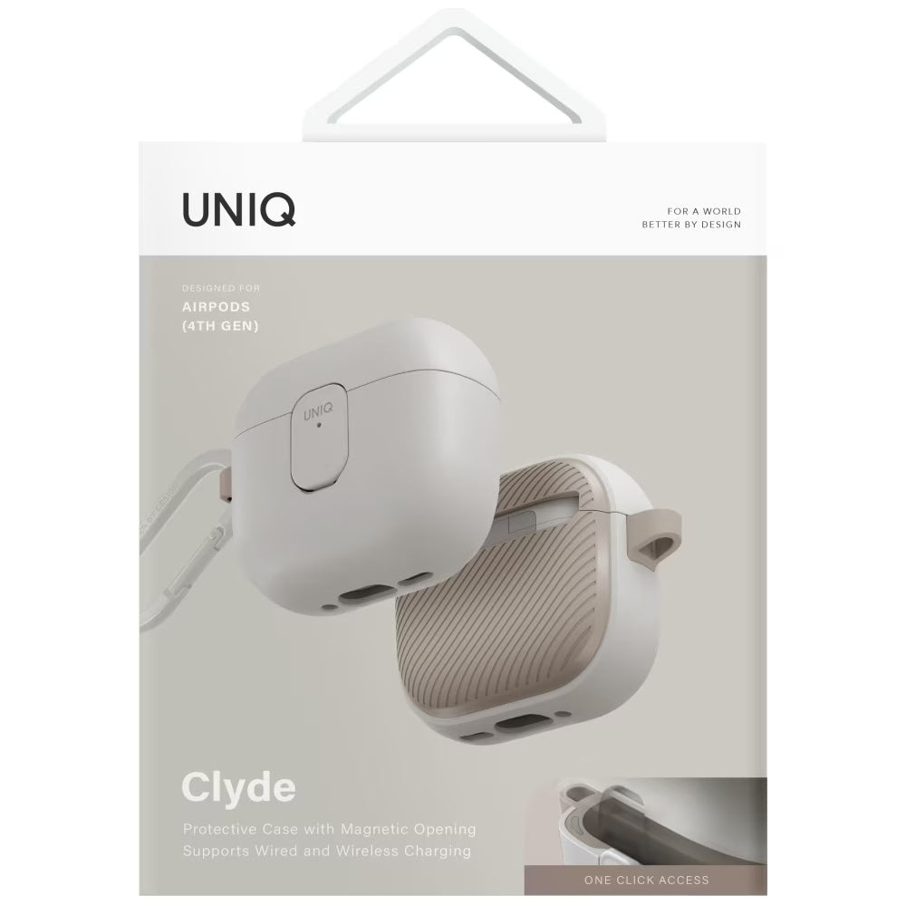 Étui UNIQ Clyde pour Apple AirPods 4, Gris Beige