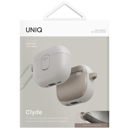 Étui UNIQ Clyde pour Apple AirPods 4, Gris Beige