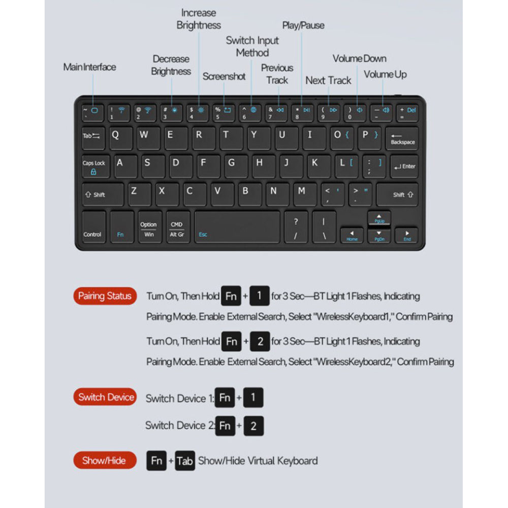 Housse Universelle avec Clavier Bluetooth pour Téléphone, DUX DUCIS, Noire
