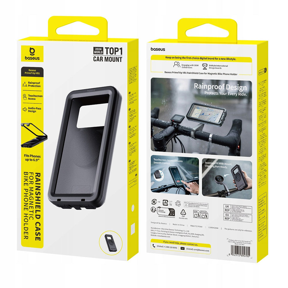 Housse Universelle Waterproof compatible avec Support Vélo Magnétique, Baseus, PrimeTrip VB1, Noire C0013D01