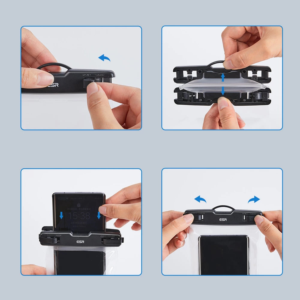 Housse Universelle Étanche pour Téléphone max. 6.5 pouces, ESR, Noire