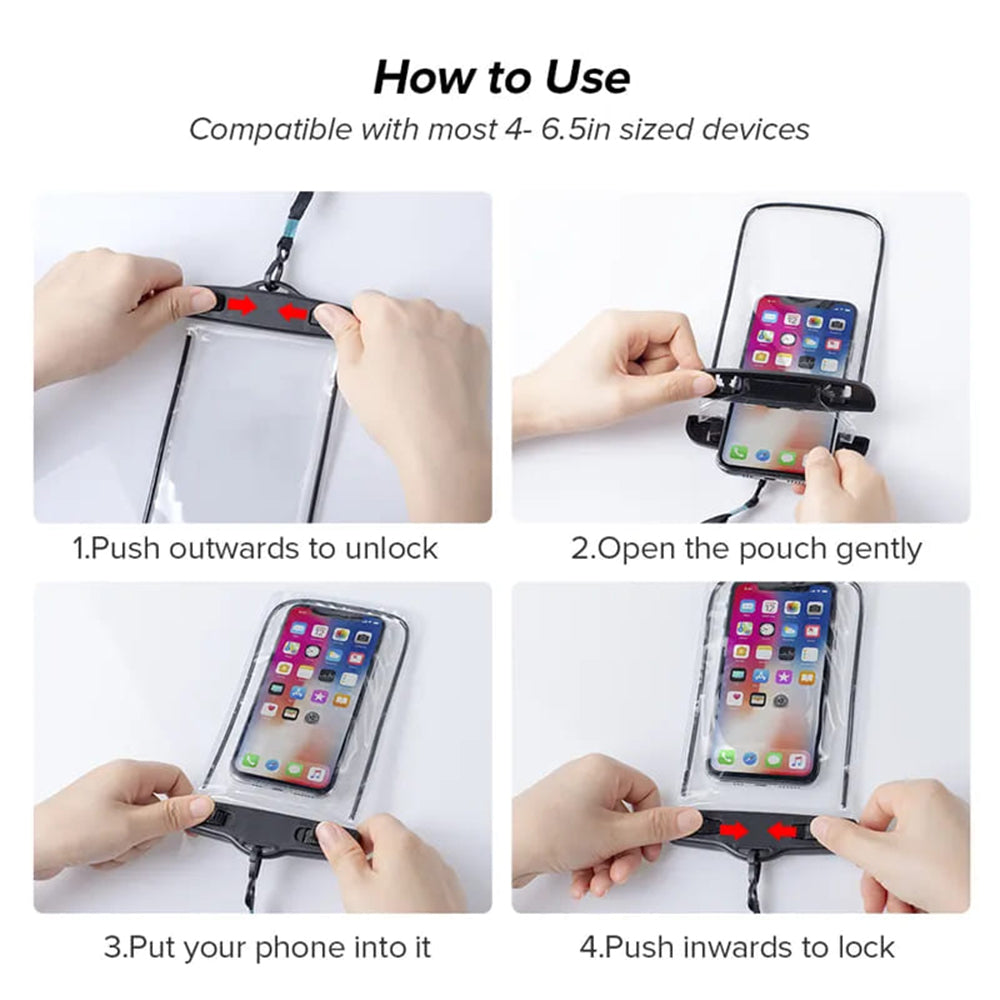 Housse Universelle Étanche pour Téléphone max. 6,5 pouces, Techsuit, Noire