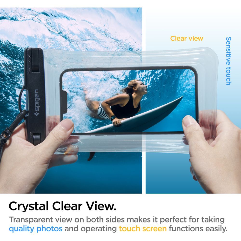 Coque Universelle Étanche pour Téléphone max. 6,9 pouces, Spigen, A610, Transparente AMP04530