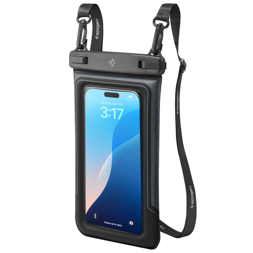 Housse Universelle Étanche pour Téléphone max. 6.9 pouces, Spigen, A611P, Lot de 2 pièces, Noir Mat ACS09348