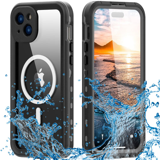 Coque Waterproof MagSafe pour Apple iPhone 15 Plus, ShellBox, Noire