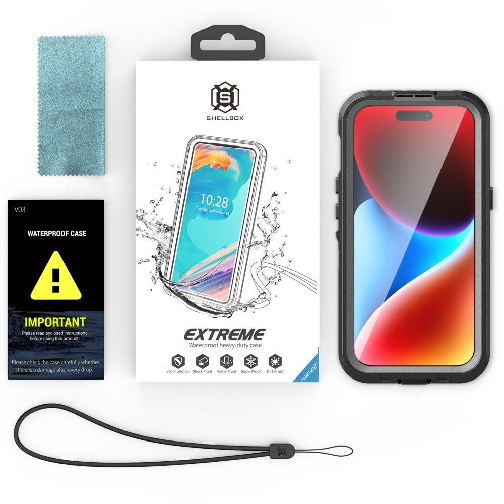 Coque Waterproof MagSafe pour Apple iPhone 15, ShellBox, Noire
