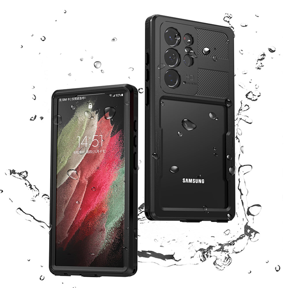 Coque Waterproof pour Samsung Galaxy S23 Ultra S918, ShellBox, Noire