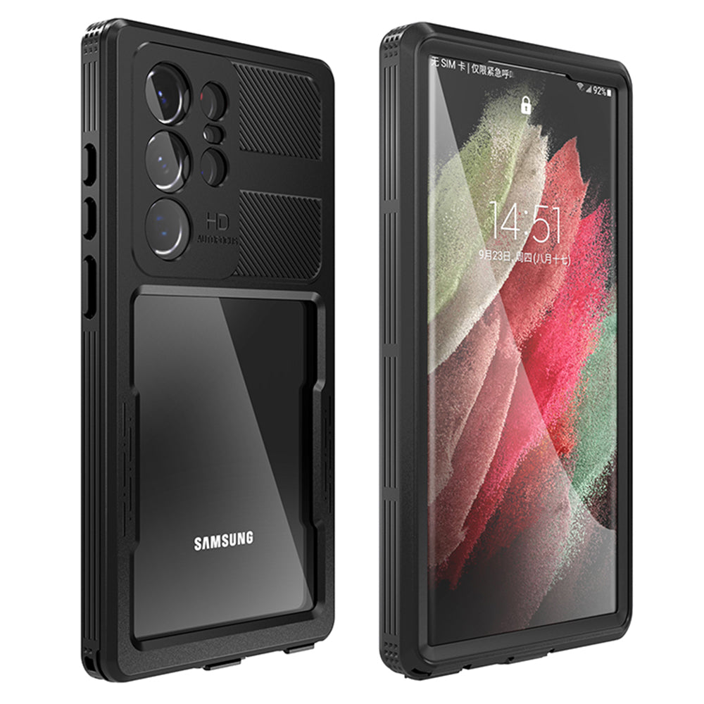 Coque Waterproof pour Samsung Galaxy S23 Ultra S918, ShellBox, Noire